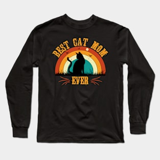 Retro Best Cat Mom EVER Long Sleeve T-Shirt